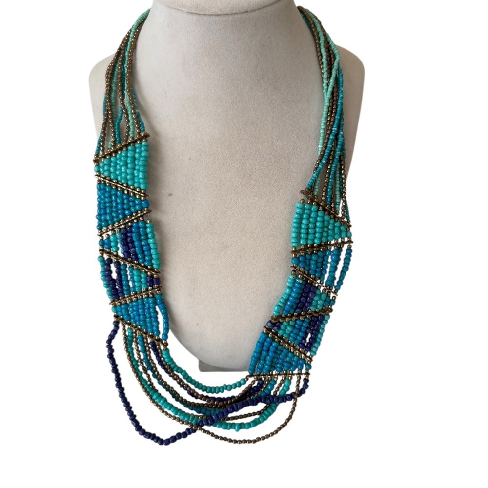Elegant Turquoise Multicolor‎ Beaded Necklace Native Boho Beach